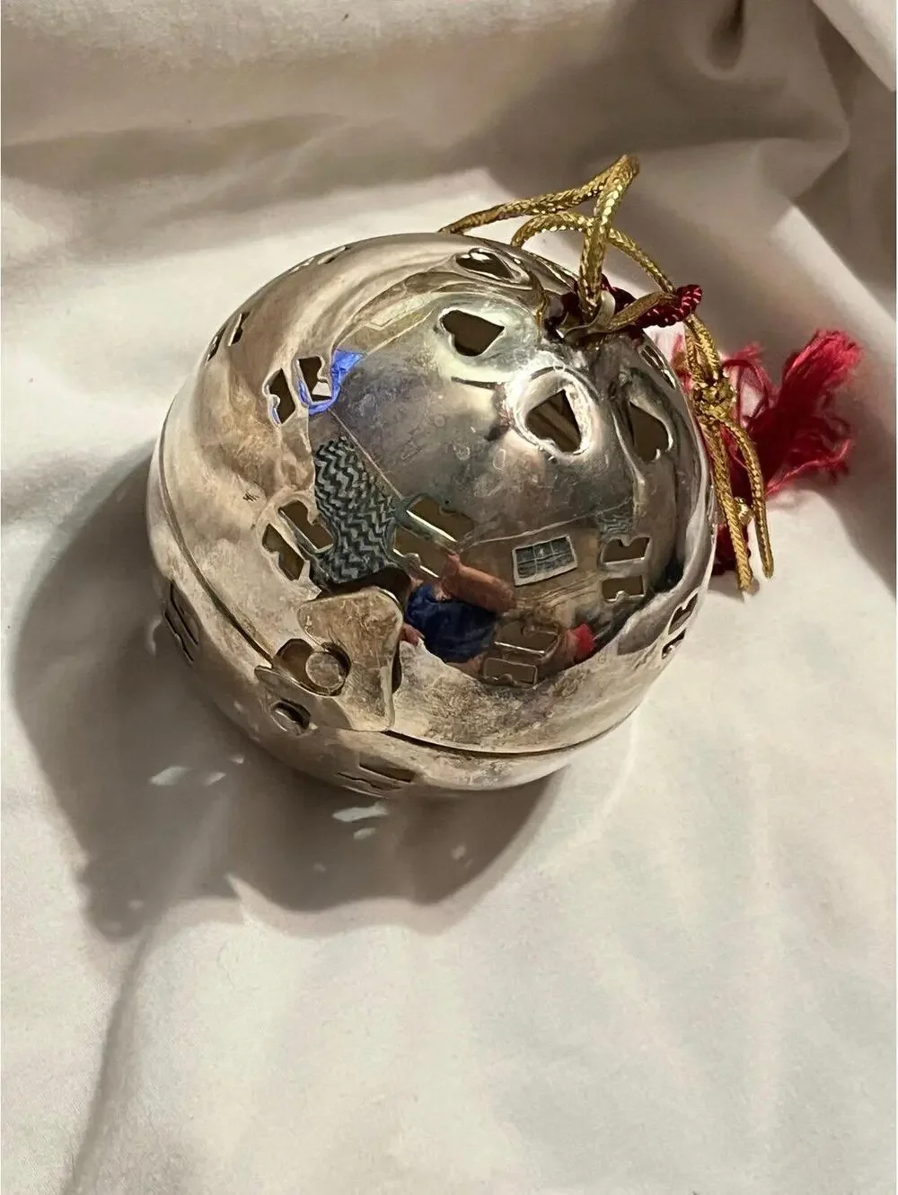 Vintage Silver Popurri Christmas Ornament Made in India